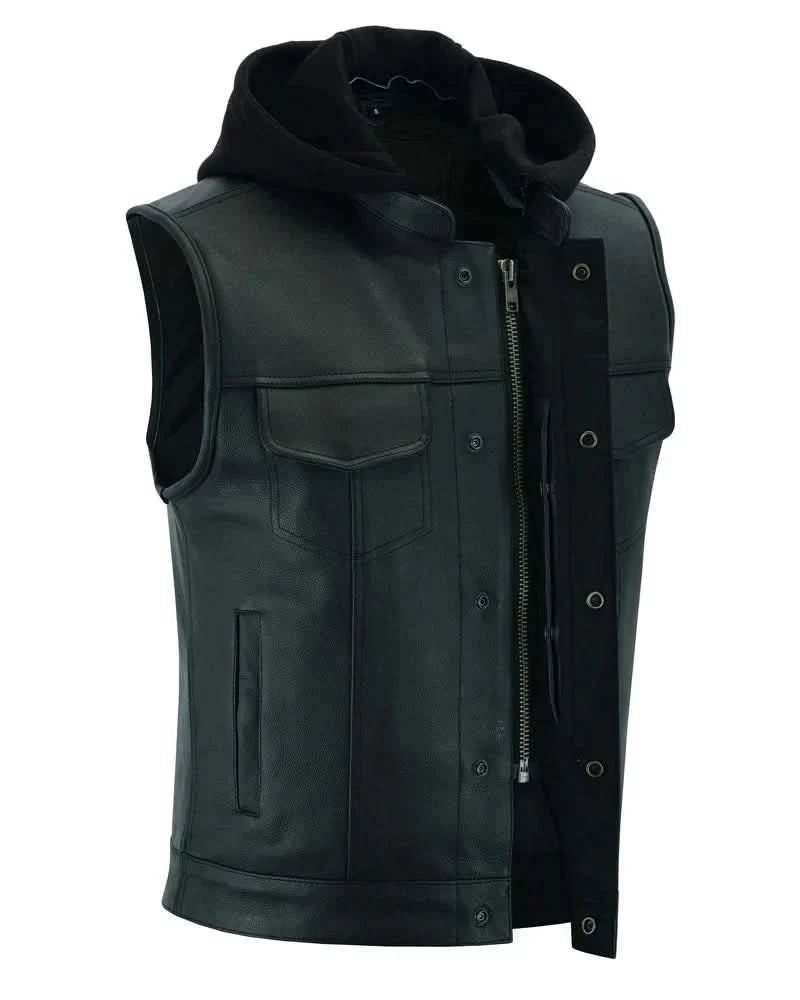 Versa Men's Black Leather Motorcycle Vest