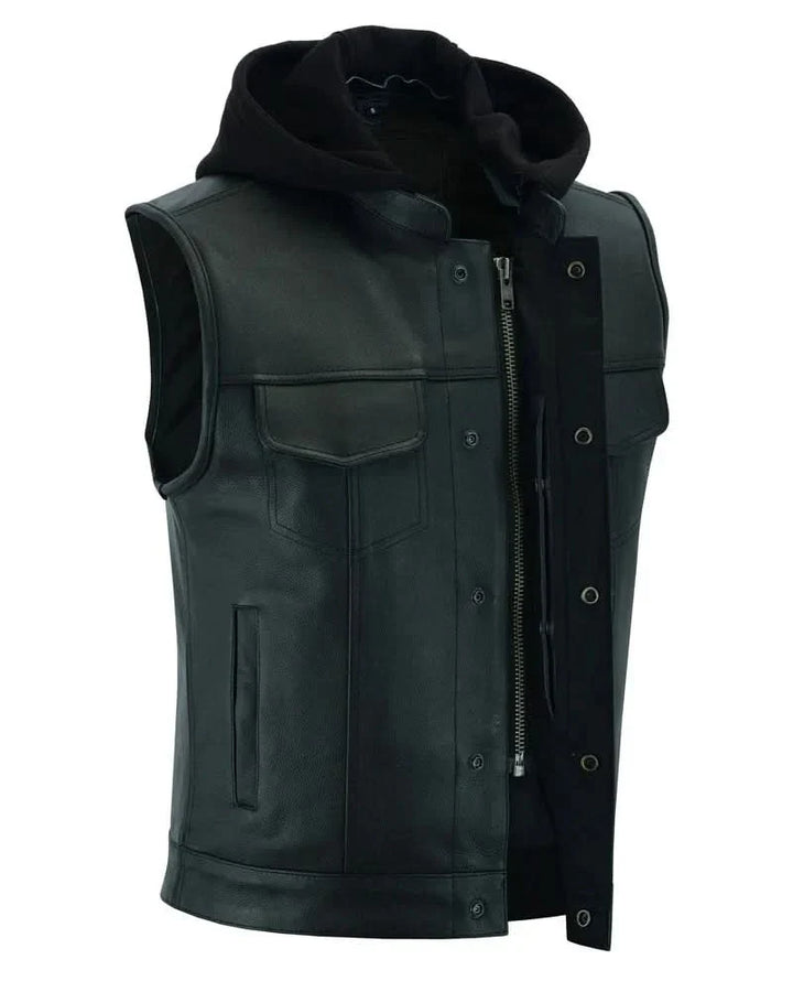 Versa Men's Black Leather Motorcycle Vest