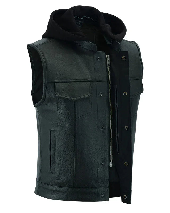Versa Men's Black Leather Motorcycle Vest