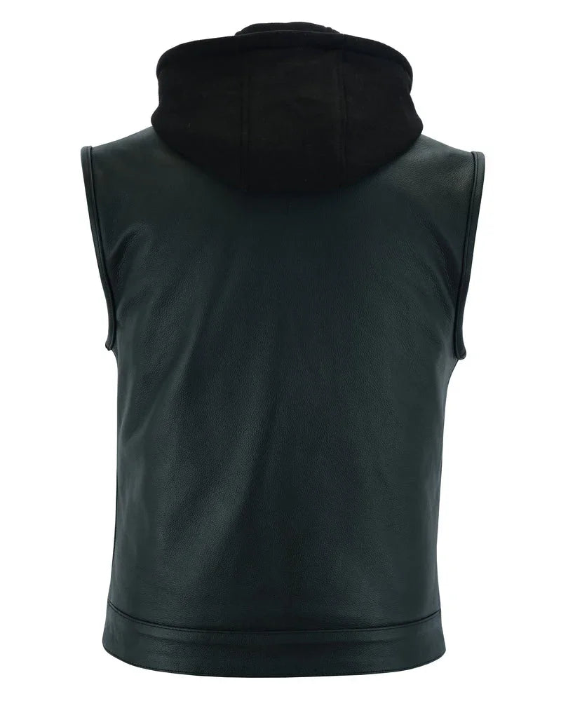Versa Men's Black Leather Motorcycle Vest