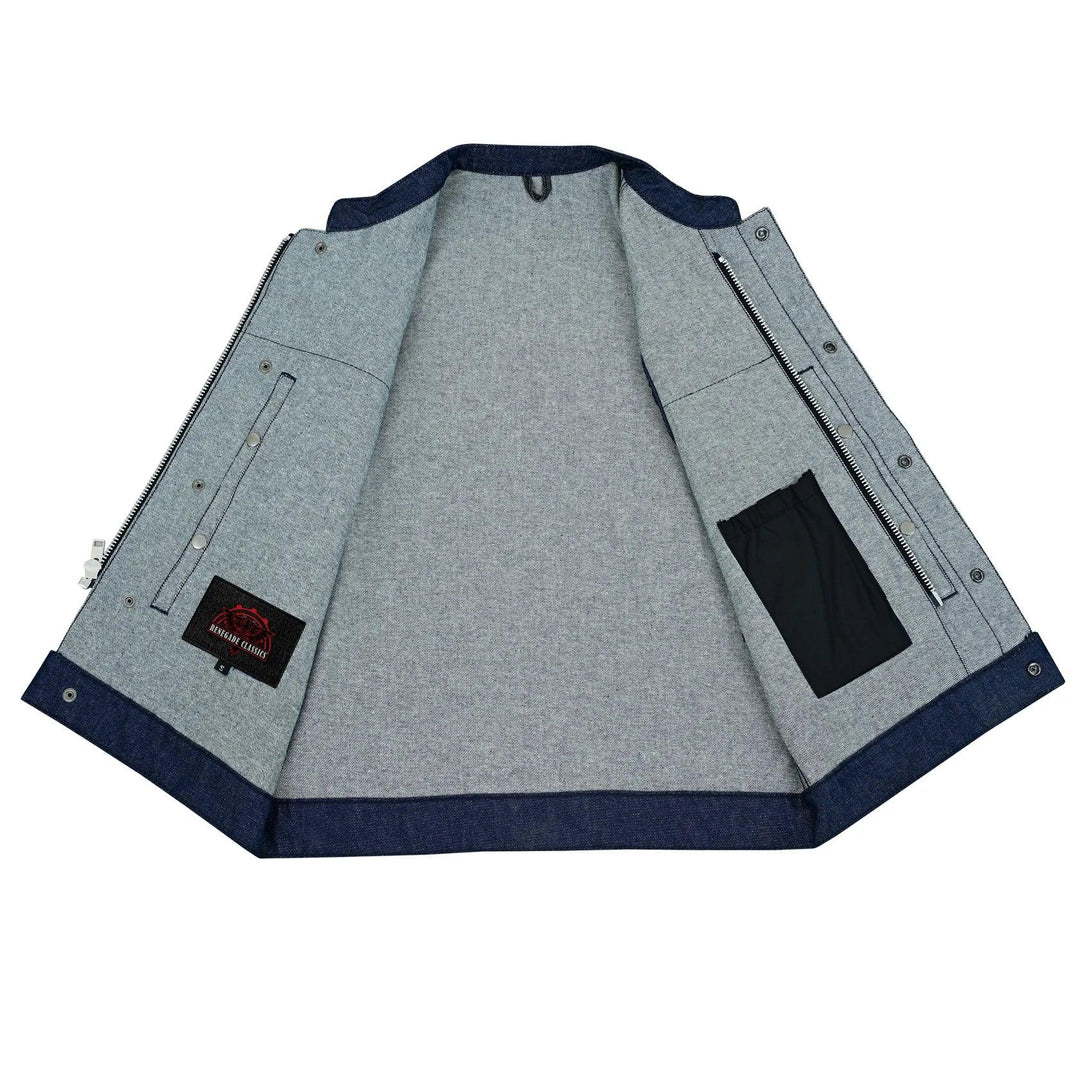 True blue Men's Denim Motorcycle Vest