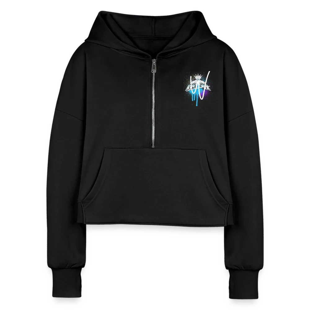 Women's Half Zip Cropped Hoodie - black