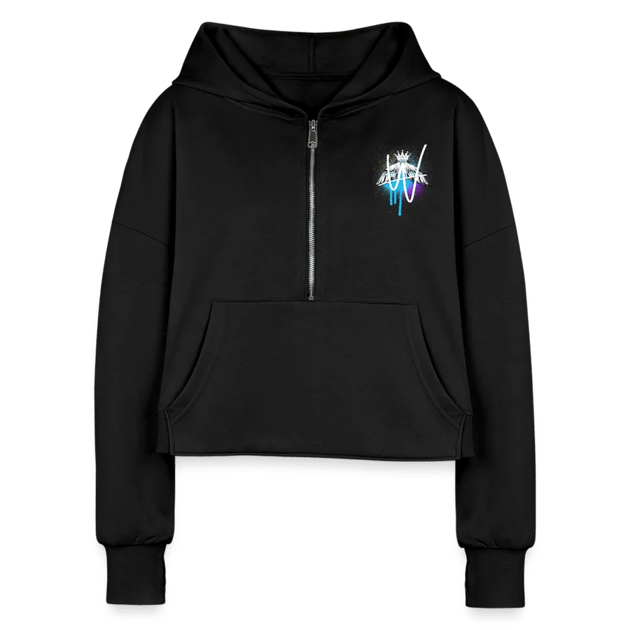 Women's Half Zip Cropped Hoodie - black