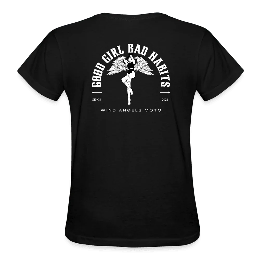 Good Girl Bad Habits V-Neck T-Shirt - black