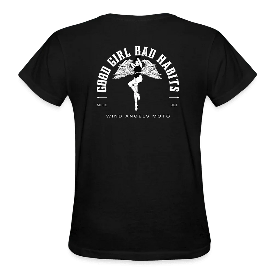 Good Girl Bad Habits V-Neck T-Shirt - black
