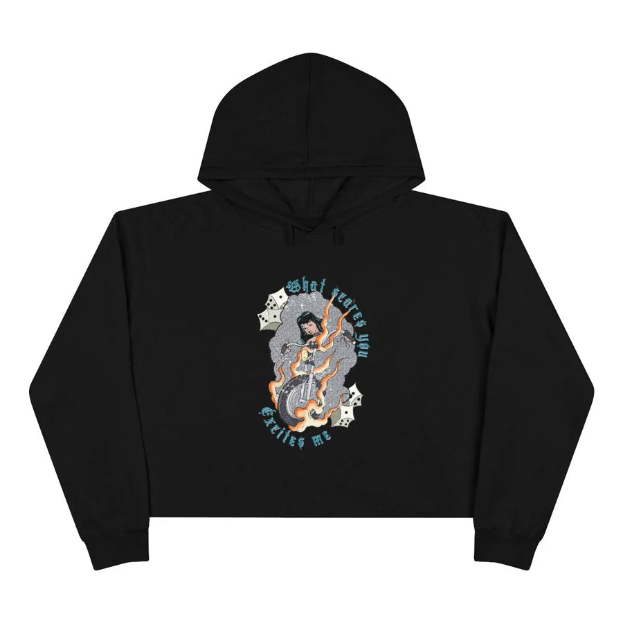 Scare You, Excite Me Crop Hoodie - Wind Angels