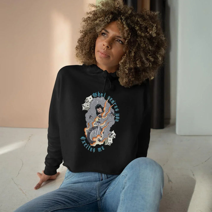 Scare You, Excite Me Crop Hoodie - Wind Angels