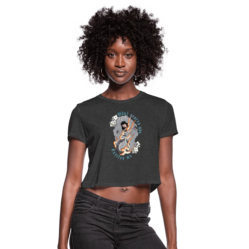 Scare you, Excite Me Crop Top - deep heather